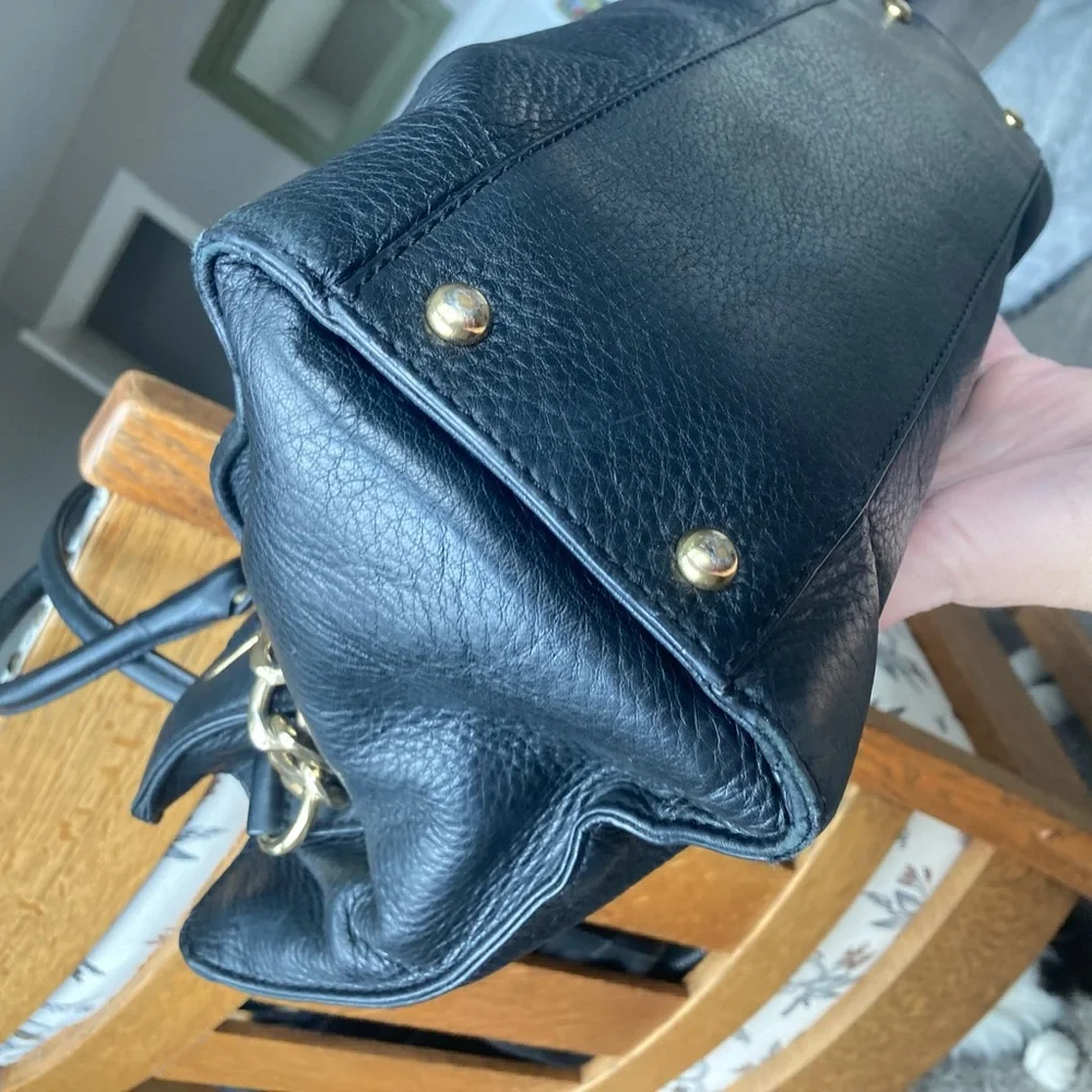 Michael Kors Black leather Hamilton satchel handbag shoulder bag